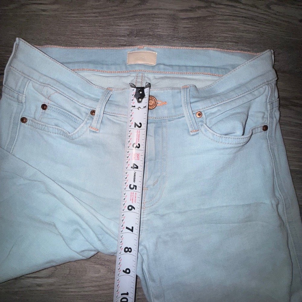 Mother The Rascal Cuff Jeans 26 Light Blue Straight Leg Backstage Pass Denim - Picture 5 of 7